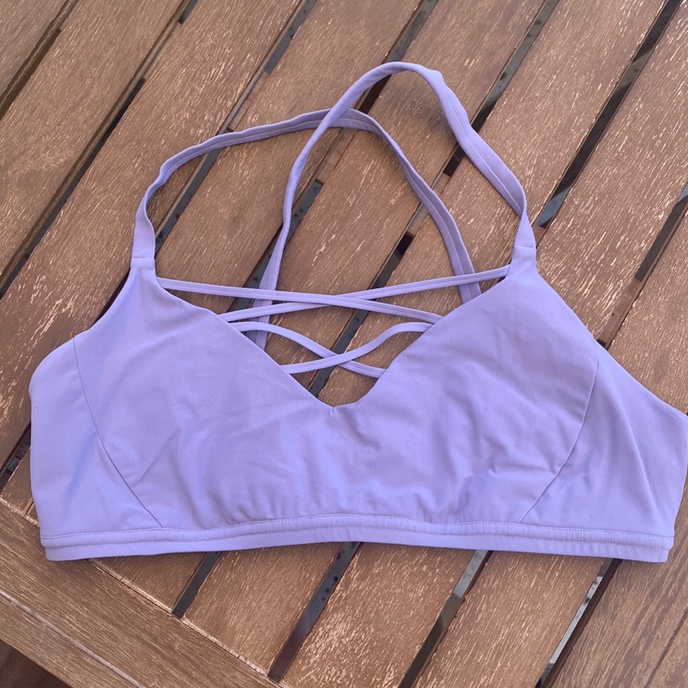 Lululemon purple sports bra with cross front detail